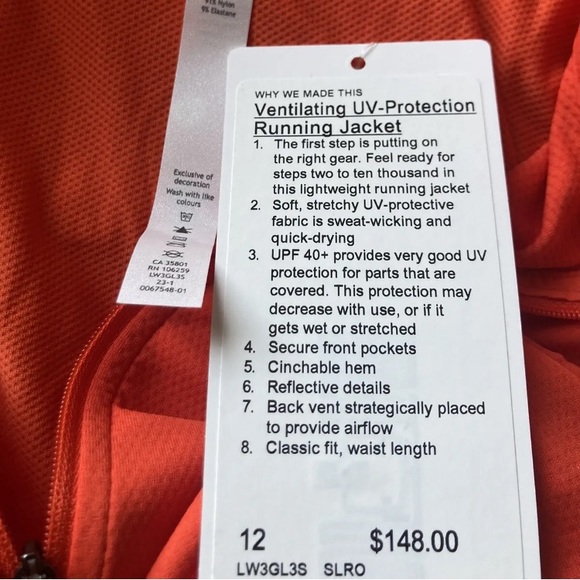 Lululemon Ventilating UV-Protection Running Jacket Size 12 NEW GOLF YOGA LW3GL3S - Picture 3 of 3